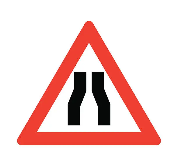 Vector illustration of Road narrows sign