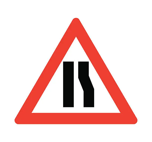 Vector illustration of Road narrows on the right