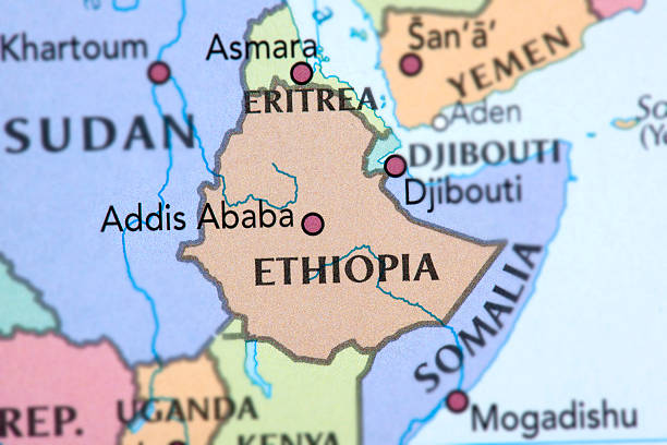 ETHIOPIA and ERITREA Map of Ethiopia and Eritrea.  eritrea stock pictures, royalty-free photos & images