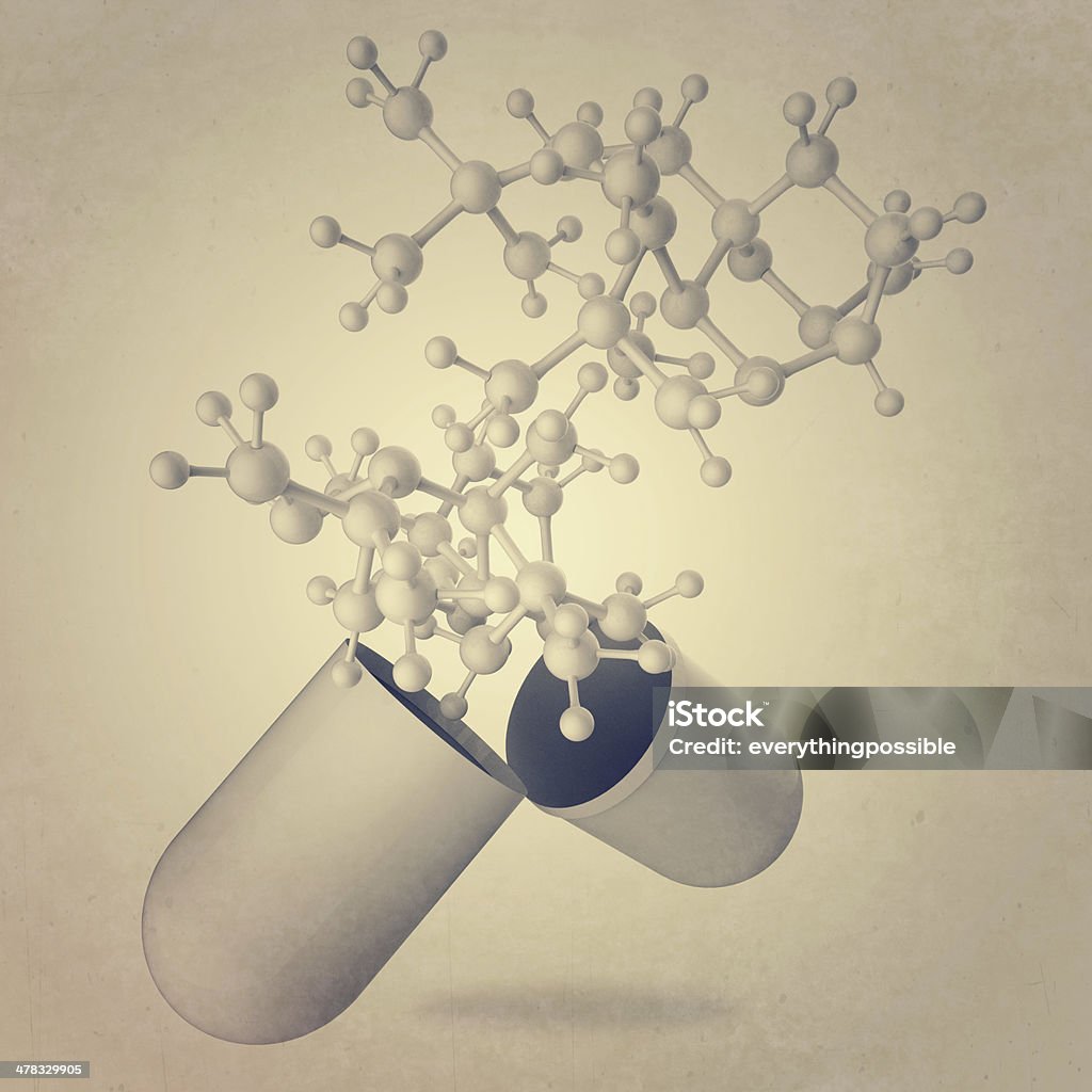 Gélule spectacles Molécule comme medical - Photo de Antibiotique libre de droits
