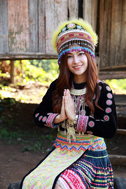 istock Traditionally dressed Mhong hill tribe woman pay respect 478331232