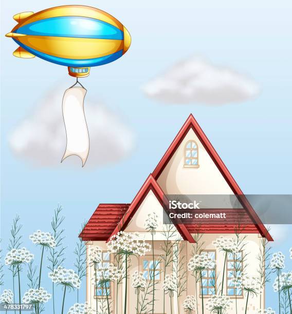 Aircraft Above House With A Banner Stock Illustration - Download Image Now - Advertisement, Air Vehicle, Billboard
