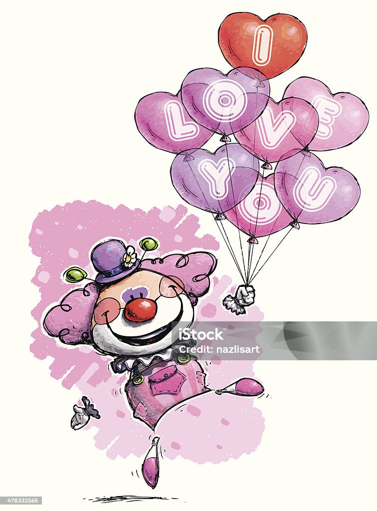 Pink Leopard mit Herz Ballons zu sagen'Ich liebe dich" - Lizenzfrei Clown Vektorgrafik