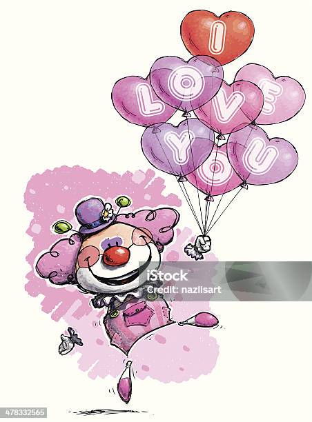 Pink Leopard Mit Herz Ballons Zu Sagenich Liebe Dich Stock Vektor Art und mehr Bilder von Clown