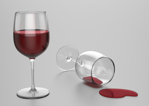 Red Wine Glasses - On Gray Background