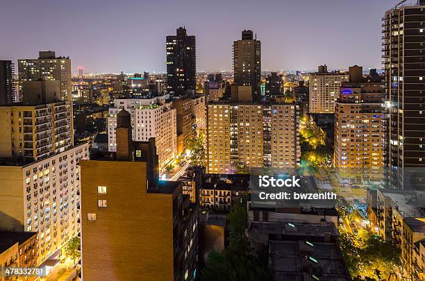 Aerial View At Night New York City Stock Photo - Download Image Now - Apartment, Architecture, Backgrounds