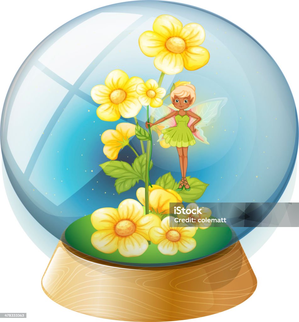 Kryształowa kula z Różowe kwiaty i fairy - Grafika wektorowa royalty-free (Clip Art)