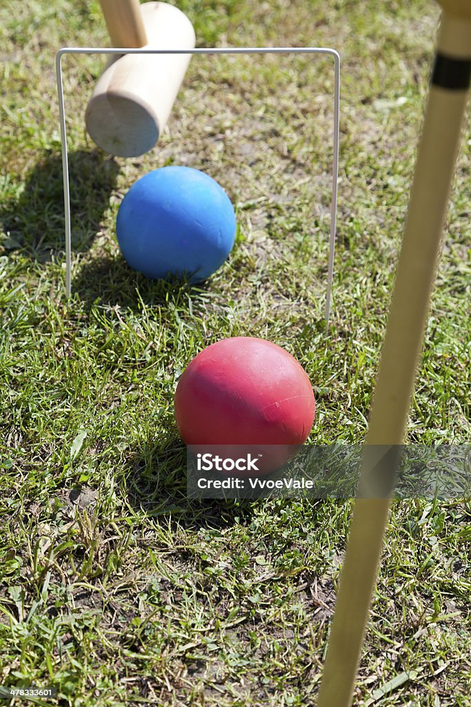 Jeu de croquet sur Vert pelouse - Photo de Balle de golf libre de droits