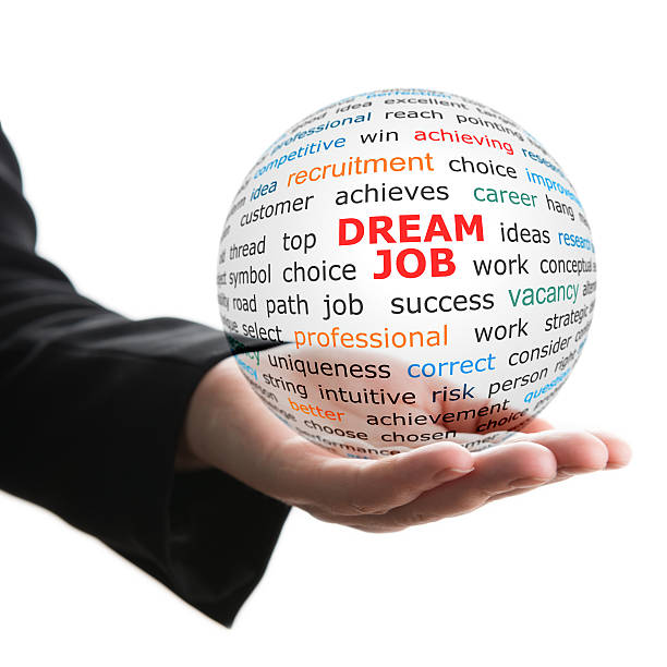 Transparent ball with inscription dream job stock photo