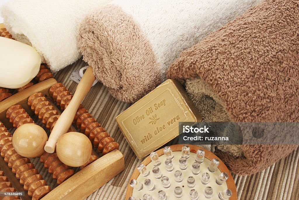 Toalhas e spa estabelecido - Foto de stock de Algodão - Material Têxtil royalty-free