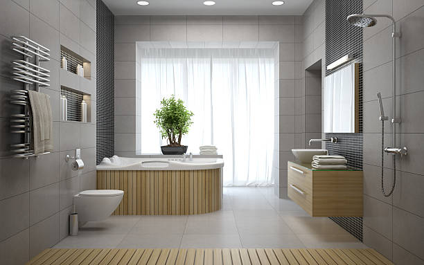 istock Interior of the modern design bathroom 3D rendering 478335892