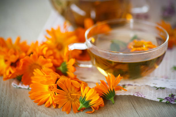 istock Herbal tea with marigold flowers 478336288