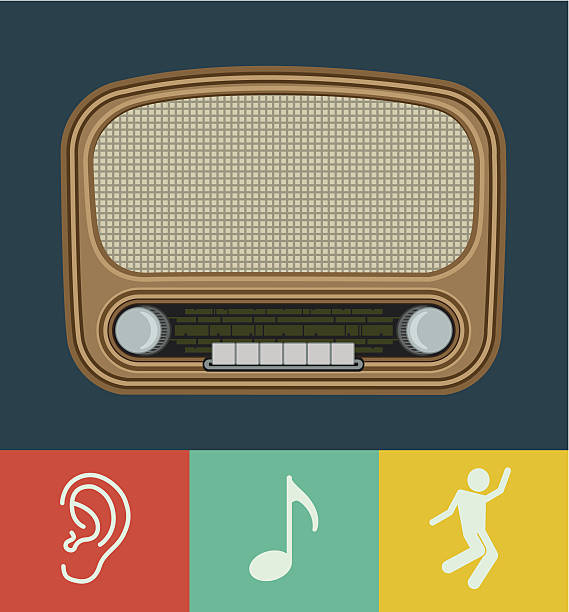 ilustraciones, imágenes clip art, dibujos animados e iconos de stock de vector viejo radio - retro revival music audio cassette old
