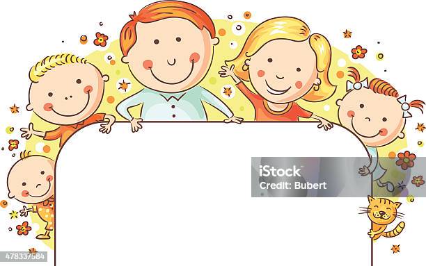 Happy Family Frame Stock Illustration - Download Image Now - Boys, Girls, 2015