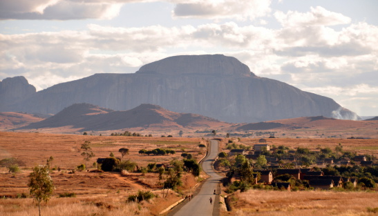 Madagscar landscape with Anja mountains in the background