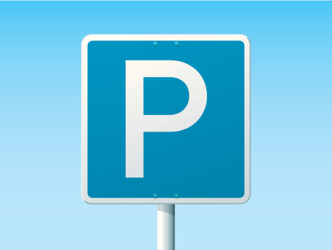 Vector Illustration of a german Road Sign in front of a clear blue sky: Parking Place. All objects are on separate layers. The colors in the .eps-file are ready for print (CMYK). Transparencies used. Included files: EPS (v10) and Hi-Res JPG.