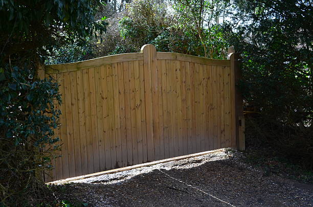 istock Property wooden gates. 478338929