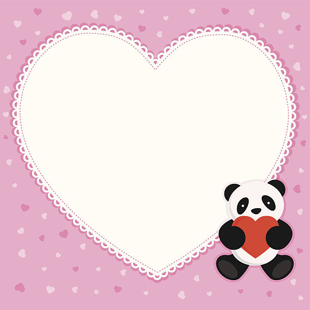 illustrations, cliparts, dessins animés et icônes de panda avec coeur image. - young animal baby panda red