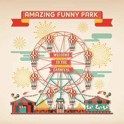 design elements of funny park vector illustrations