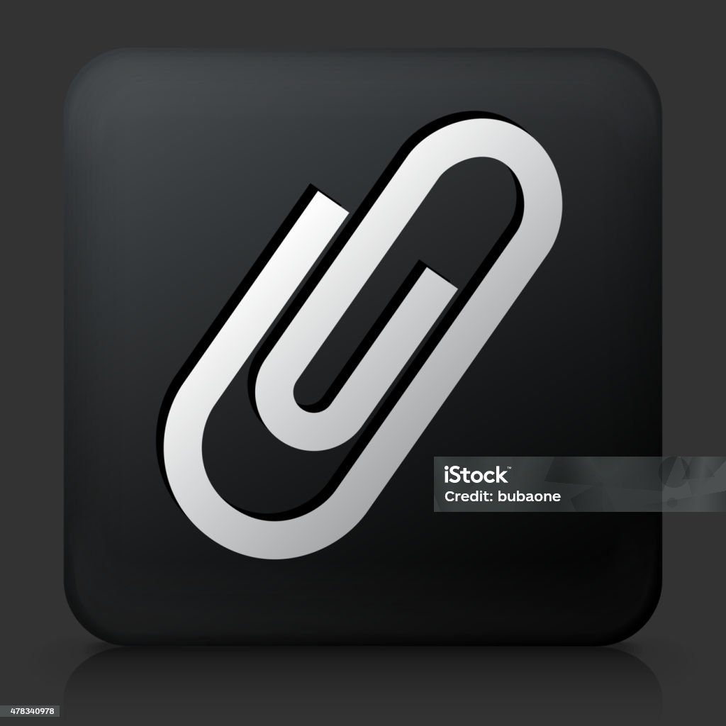 Paper Square Button Black Square Button With Paper Clip Stock Illustration - Download Image ...