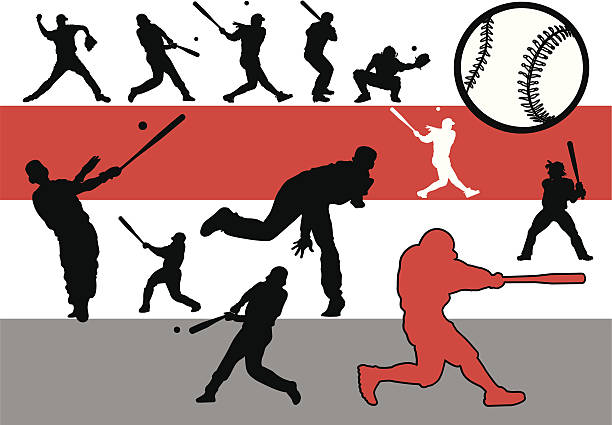 Baseball silhouettes Baseball players silhouettes  and Ball baseball hitter stock illustrations