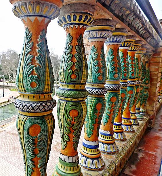 Colonnade (2) Plaza de España, Seville ancient creativity andalusia architecture stock pictures, royalty-free photos & images