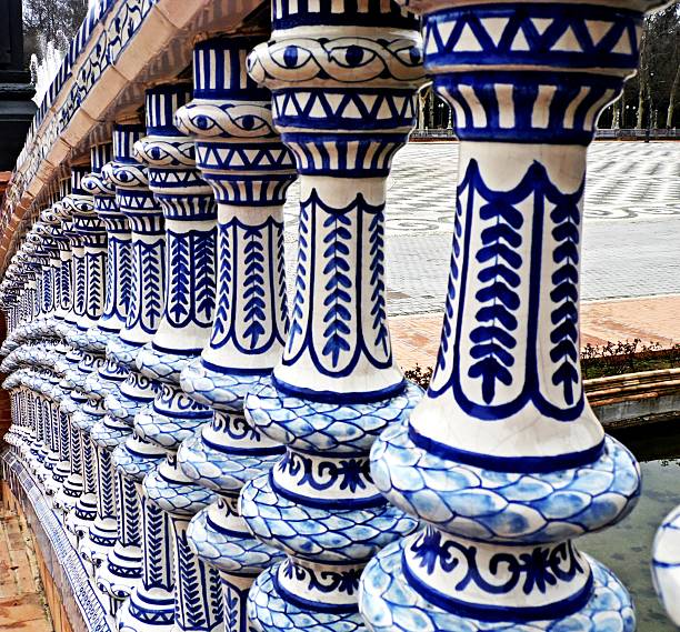 Colonnade Colonnade of the Plaza de España, Seville ancient creativity andalusia architecture stock pictures, royalty-free photos & images