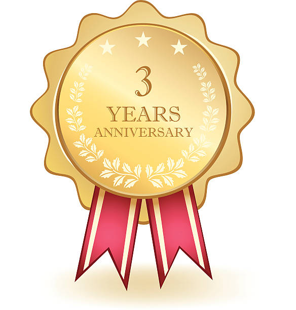3 주년 기념 메달 - number certificate number 3 year stock illustrations