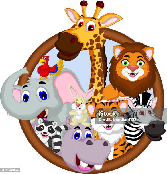 Animal Cartoon Collection On Frame Stock Illustration - Download Image Now - Animal, Cartoon, Cheetah