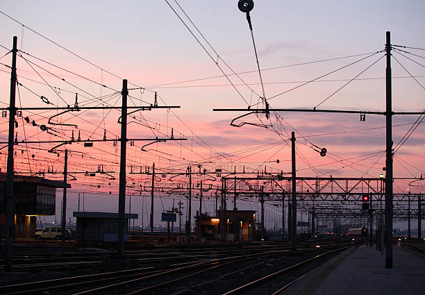 istock Impression network at transformer station in sunrise, 478352600