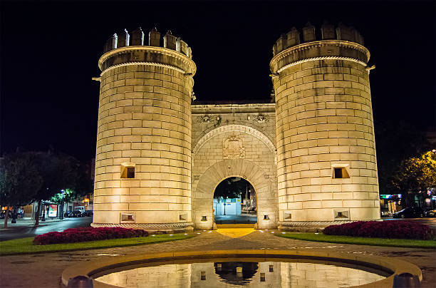 istock Palms Gate, Monument roundabout  at night (Puerta de Palmas, Bad 478352934