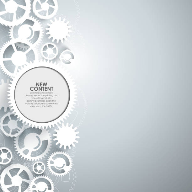White gears on the grey background. White gears on the grey background, vector illustration. bicycle gear stock illustrations