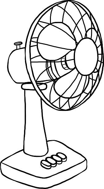 Electric Fan Stock Illustration - Download Image Now - Electric Fan,  Drawing - Art Product, Black And White - iStock
