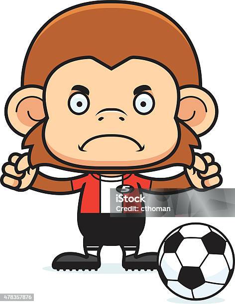 Cartoon Angry Soccer Player Monkey Stock Illustration - Download Image Now - 2015, Anger, Animal