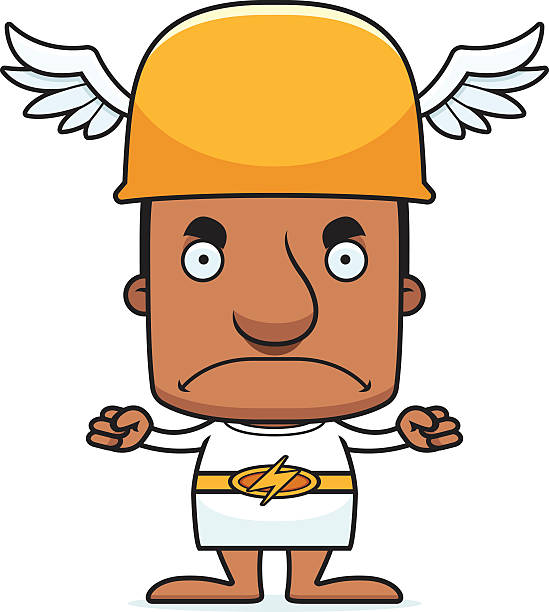 ilustraciones, imágenes clip art, dibujos animados e iconos de stock de hombre de historieta enojada hermes - mercury greek god men roman god