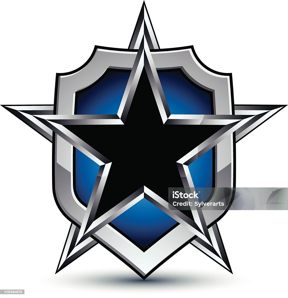 Emblem Vector Outline Celebrative Vector Emblem With Silver Outline And Black Star Stock ...