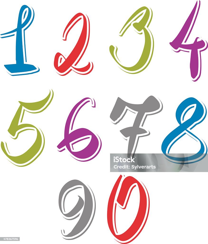 Numbers Moders Handwritten Vector Numbers Modern Numbers Set Stock Illustration ...