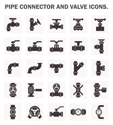 Pipe connector and valve icons.