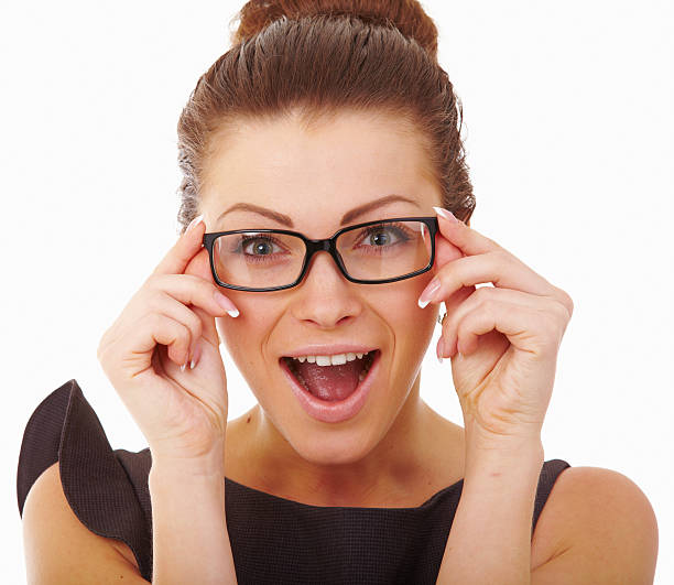 istock Shocked woman wearing glasses isolated 478373693
