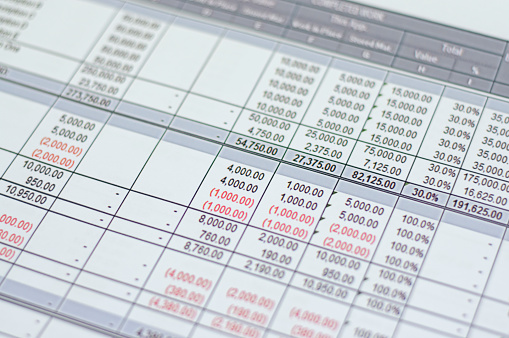 Close up of Accounting report with narrow depth of field