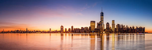 뉴욕 파노라마 at 썬라이즈 - new york city sunrise new york state usa 뉴스 사진 이미지