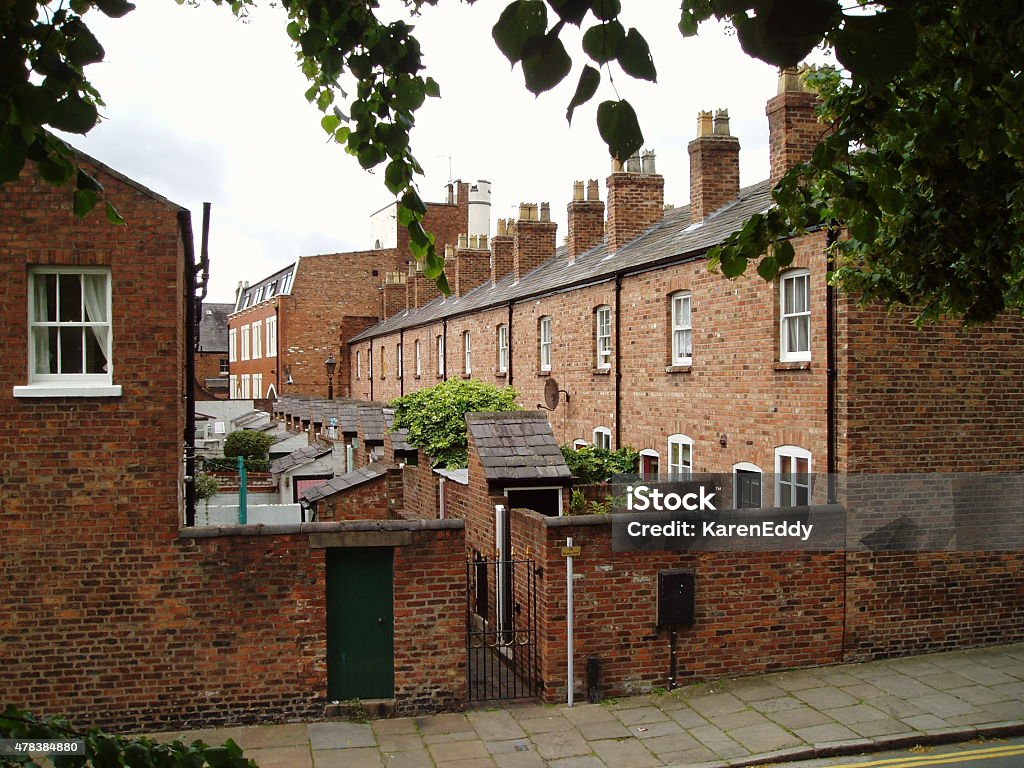 Chester from the wall looking at 20th century backyards 2015 Stock Photo