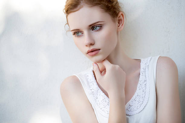 Portrait of beautiful young woman in winter