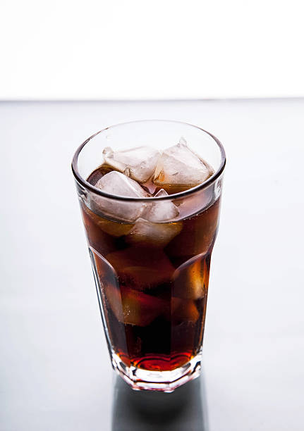istock soft drinks. Cola glass with ice cubes on white background 478390008