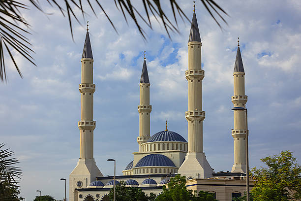istock Dubai, UAE - Mosque with four minarets and domes. 478394432