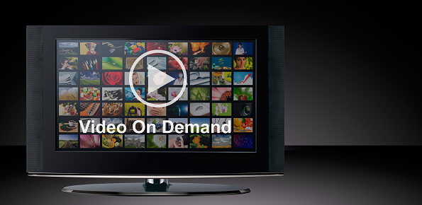 Video on demand VOD service on TV, television concept.