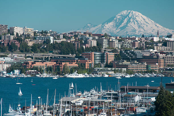 Mount Rainier and Lake Union