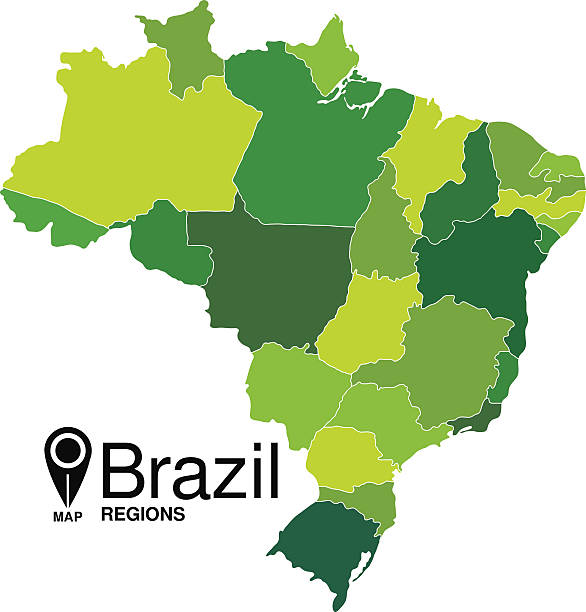 ilustraciones, imágenes clip art, dibujos animados e iconos de stock de mapa de brasil. karte brasilien - amazonia