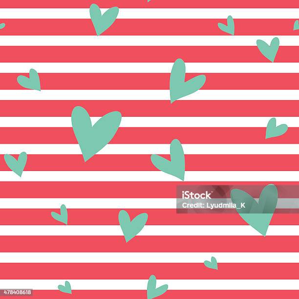 Seamless Vector Striped Pattern With Hearts Stock Illustration - Download Image Now - 2015, Abstract, Animal Body Part