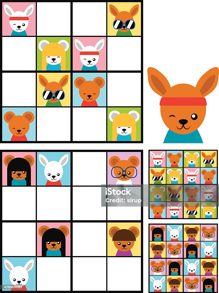 Kids Sudoku Puzzle With Cartoon Animal Heads Stock Illustration - Download  Image Now - Sudoku, Child, Puzzle - iStock